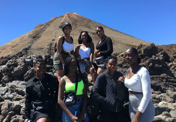 Seven girls in a group in Tenerife, Spain