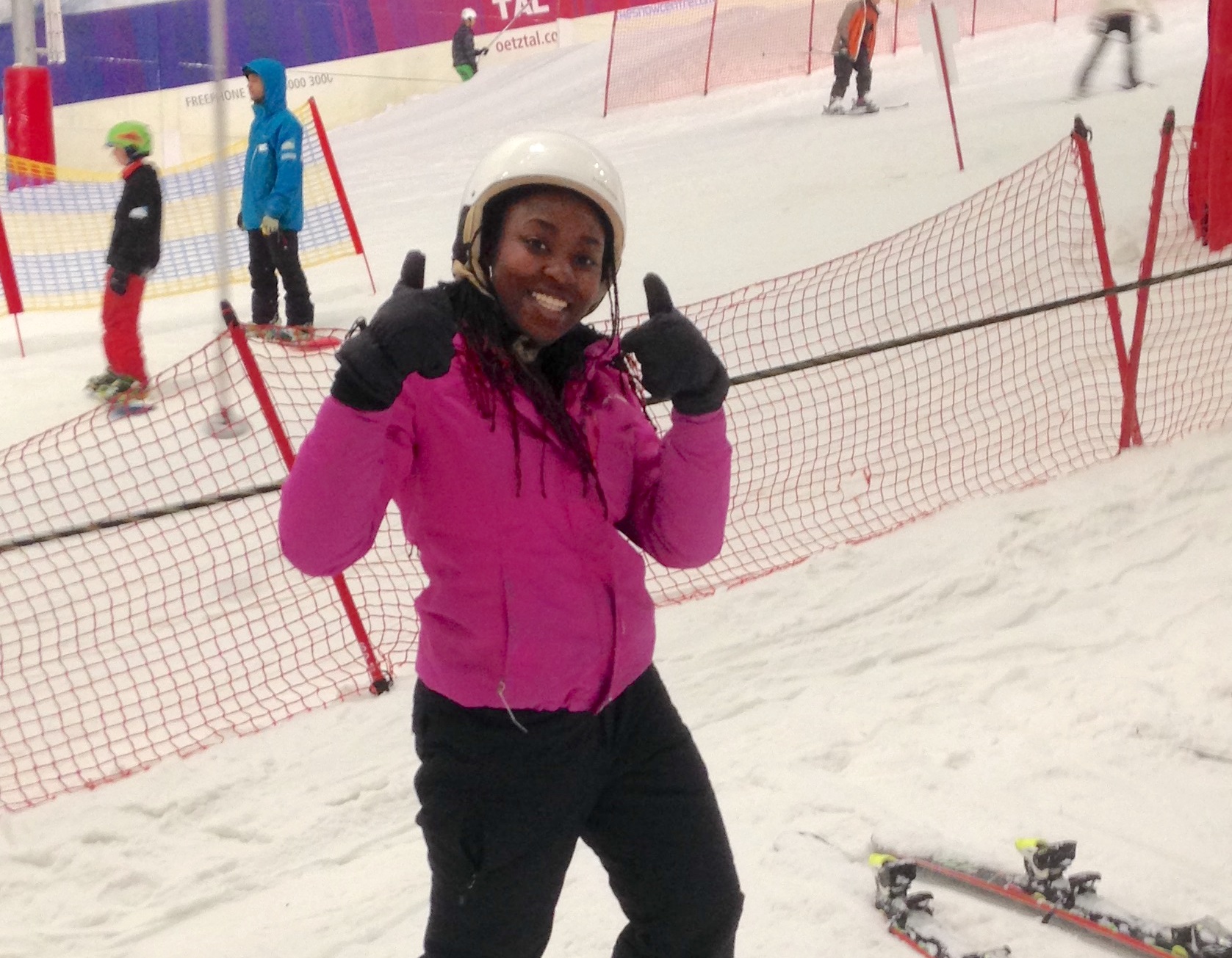 Girl on ski slope