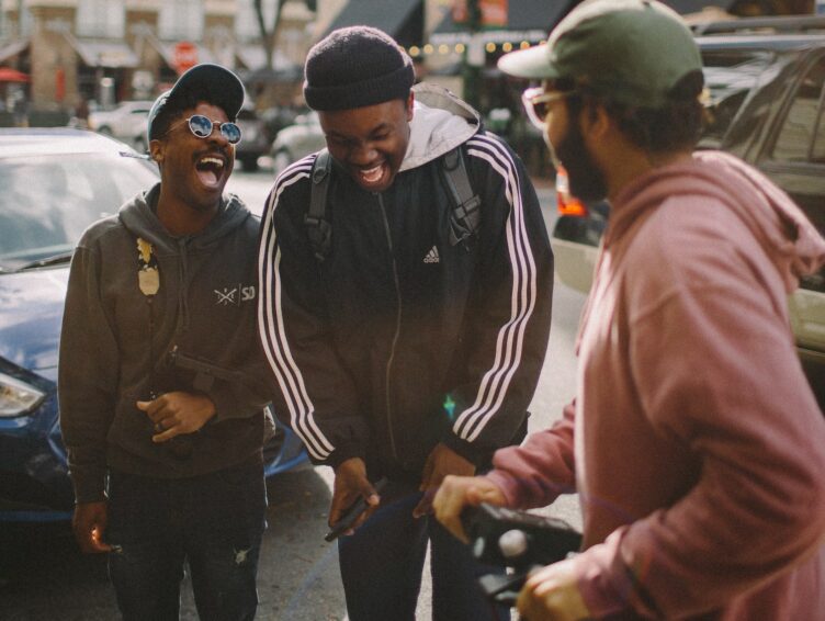 Young group of boys laughing together