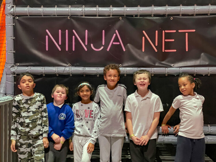 6-8 year olds group picture at trampolining centre zapspace